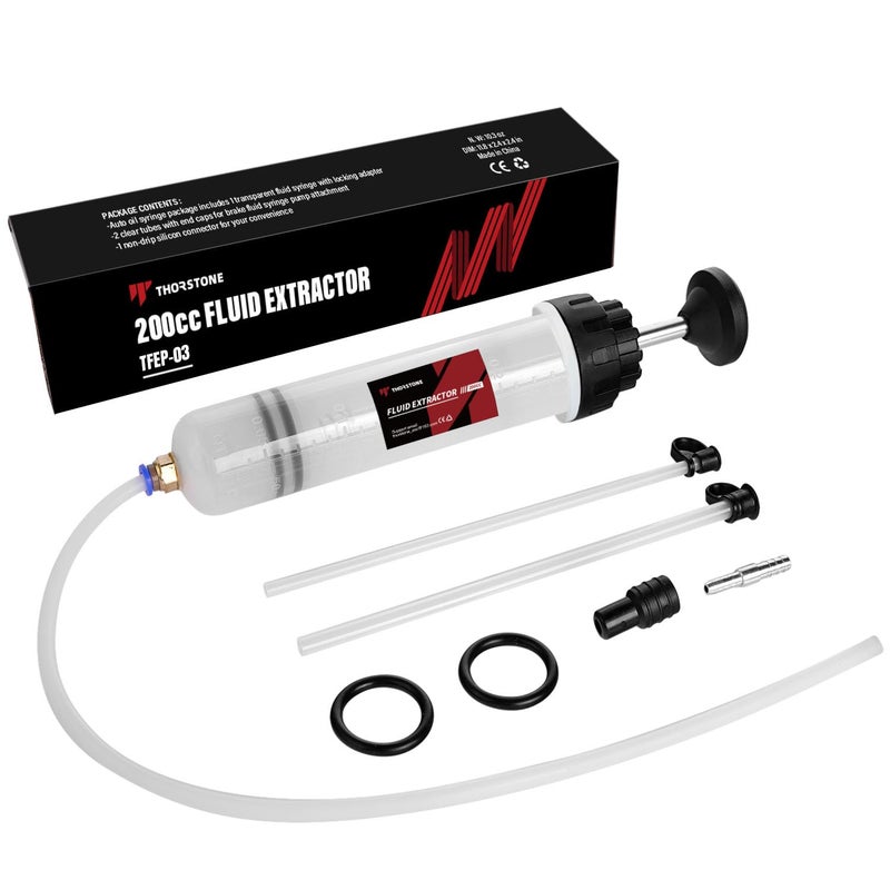 Thorstone Automotive Fluid Extractor Pump with Long Rubber Hose, Oil Change Syringe with Hose, Manual Fuel Suction & Filler, Fluid Oil Change Evacuator (7 Oz./0.21 Qt./200 CC) - Image 5