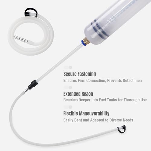 Thorstone Automotive Fluid Extractor Pump with Long Rubber Hose, Oil Change Syringe with Hose, Manual Fuel Suction & Filler, Fluid Oil Change Evacuator (7 Oz./0.21 Qt./200 CC) - Image 3