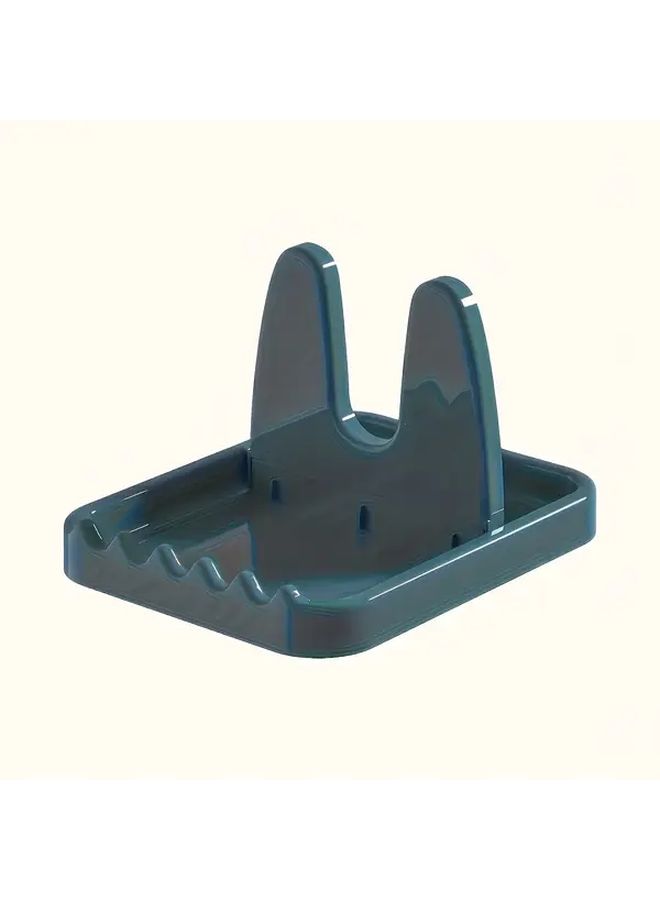 Green Foldable Plastic Kitchen Utensil Rack with Lid Holder Space Saving Storage Box - Image 4