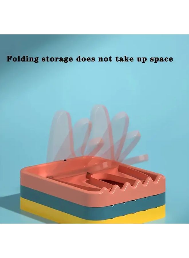 Green Foldable Plastic Kitchen Utensil Rack with Lid Holder Space Saving Storage Box - Image 5
