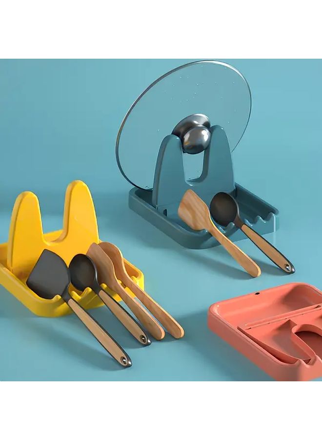 Green Foldable Plastic Kitchen Utensil Rack with Lid Holder Space Saving Storage Box - Image 1