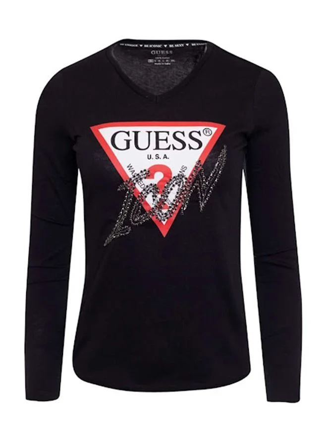 GUESS Inverted Logo Long Sleeve T-Shirt
