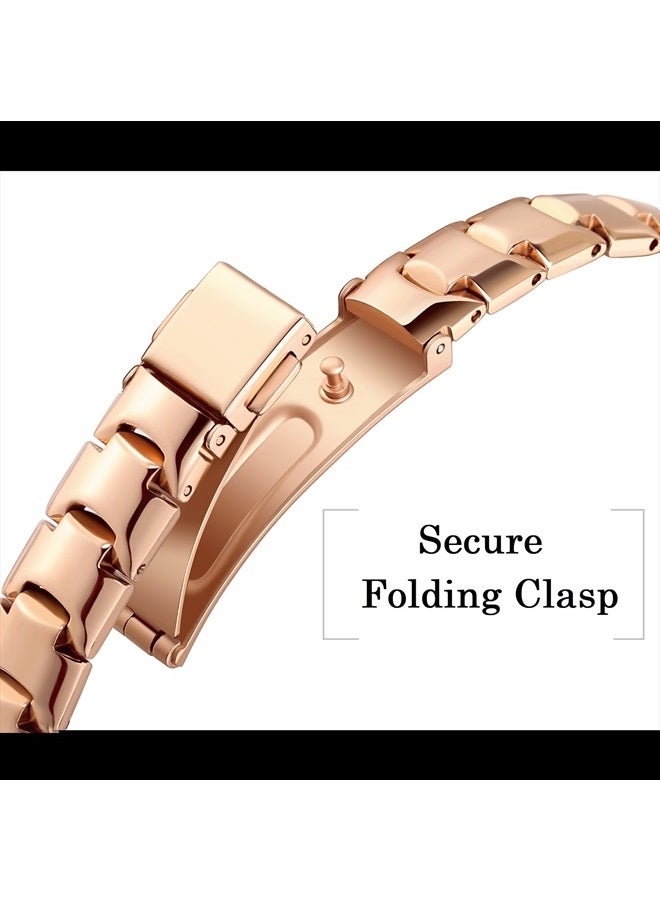 PlusRoc Stainless Steel Band Compatible with Samsung Galaxy Watch Band 4 40mm 44mm/Watch 4 Classic 42mm 46mm/Watch 5 40mm 44mm/Watch 5 Pro 45mm, Slim Bracelet Adjustable for Women, Rose Gold - Image 5