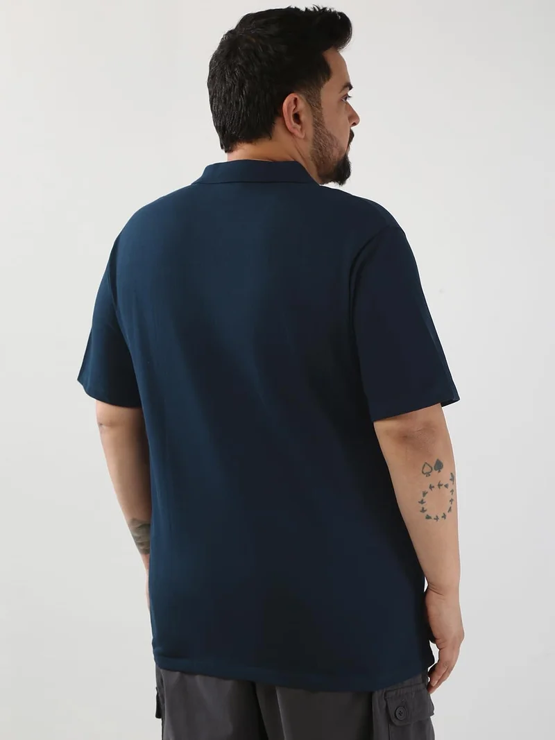 Urbano Fashion  Urbano Plus Men's Navy Solid Regular Fit Half Sleeve Cotton Polo T-Shirt  | Best Price UAE