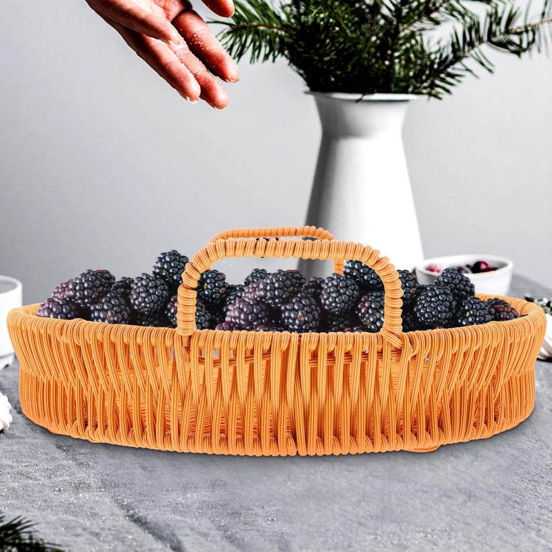 Small 25cm Woven Storage Basket With Dual Handles Multifunctional Home Organizer - Image 5