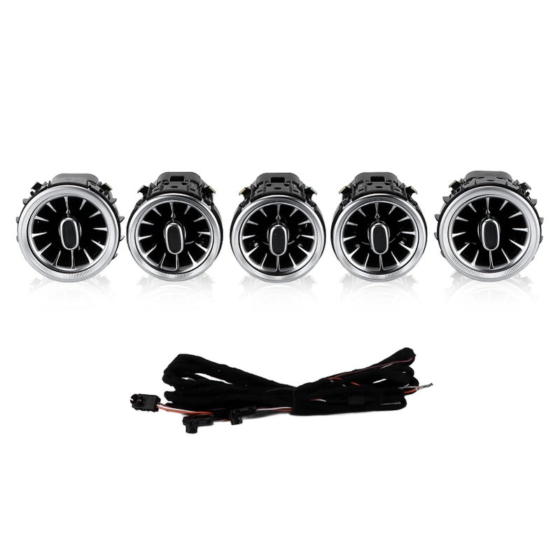 KIMISS 5pcs Air Vent LED Atmosphere Lights 3 Colors Ambient Light Turbine Outlets Lamp Air Conditioner Covers for C GLC‑Class W205 X253 2015‑2018 +mercedes vent replacement - Image 1