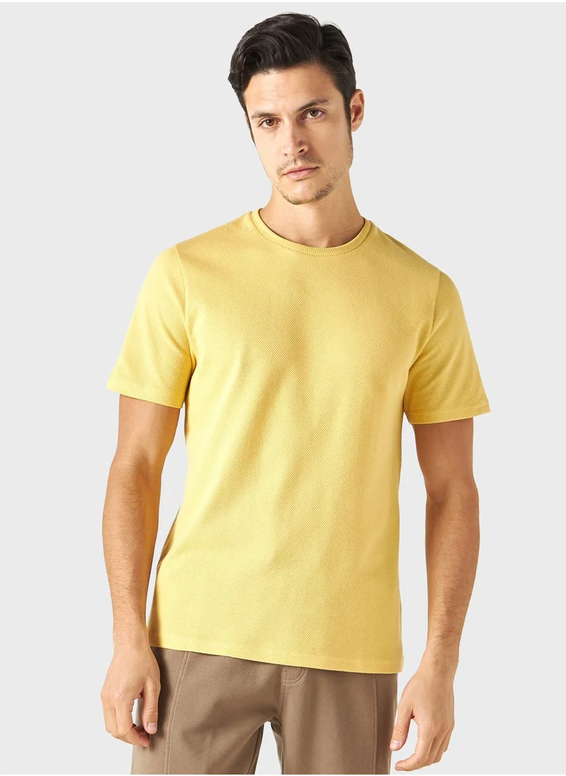 Iconic Textured Crew Neck T-Shirt