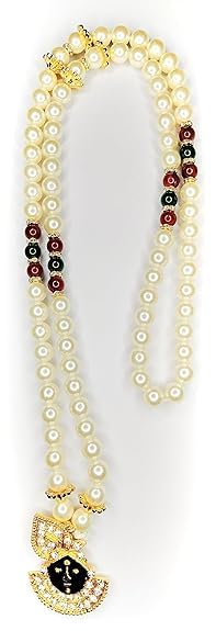SHOPOBUDDY Swagat Moti Mala with Srinath ji Pendant for Wedding | Milni Mala for Barati Swagat | Welcome Mala for Barat | Wedding Mala | Pearl Mala for Shaadi/Sagai Ceremony (5) - Image 3