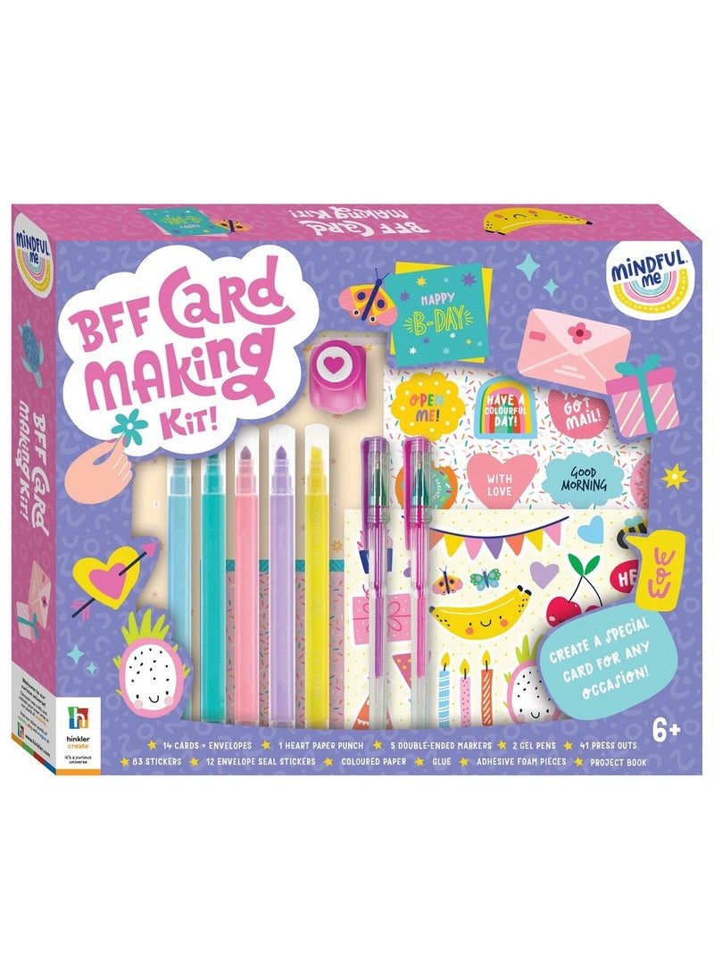 Hinkler - Hinkler Mindful Me BFF Card Making Kit - DIY Friendship Card Kit includes a book with project ideas, plus cards, envelopes, stickers, a hole punch, markers, and more, a Creative Craft Set for Kids, Custom Cards for BFFs, Personalized Greeting Cards - Image 1