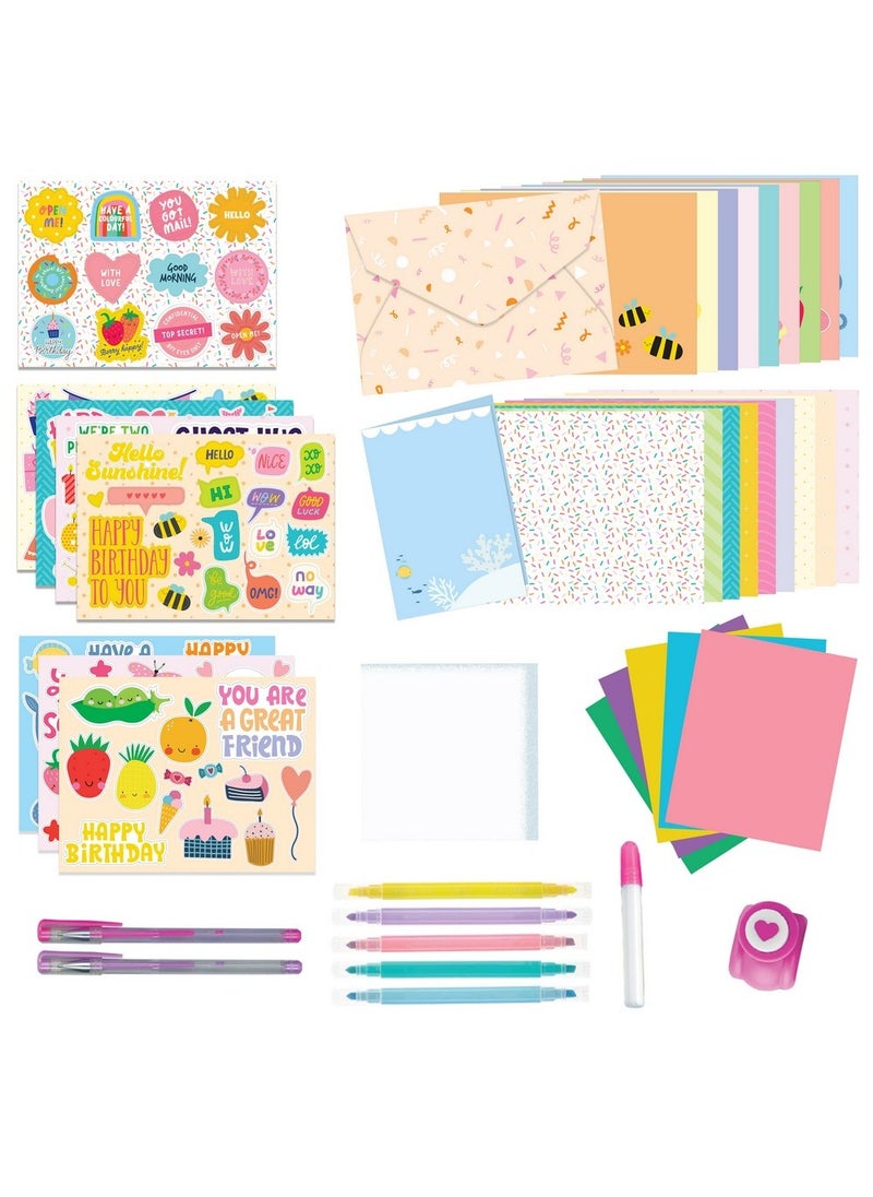 Hinkler - Hinkler Mindful Me BFF Card Making Kit - DIY Friendship Card Kit includes a book with project ideas, plus cards, envelopes, stickers, a hole punch, markers, and more, a Creative Craft Set for Kids, Custom Cards for BFFs, Personalized Greeting Cards - Image 1