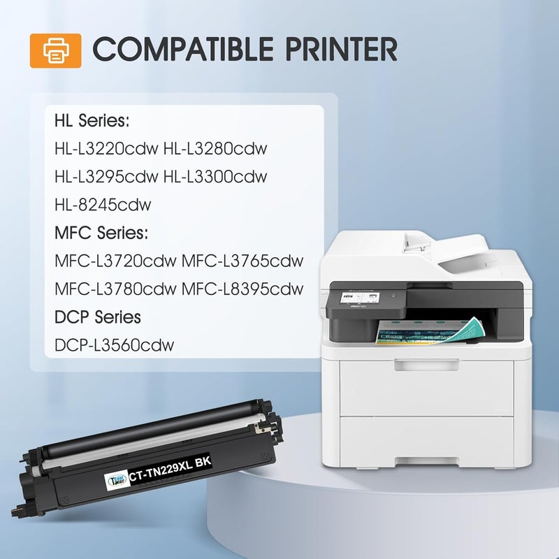 كول تونر خراطيش حبر TN229 TN229XL MFC-L3780CDW: متوافقة مع براذر HL-L3280CDW MFC-L3720CDW HL-L3220CDW HL-L3300CDW HL-L3295CDW TN 229 229XL TN-229XL TN-229 229XL عبوة 4 - Image 2