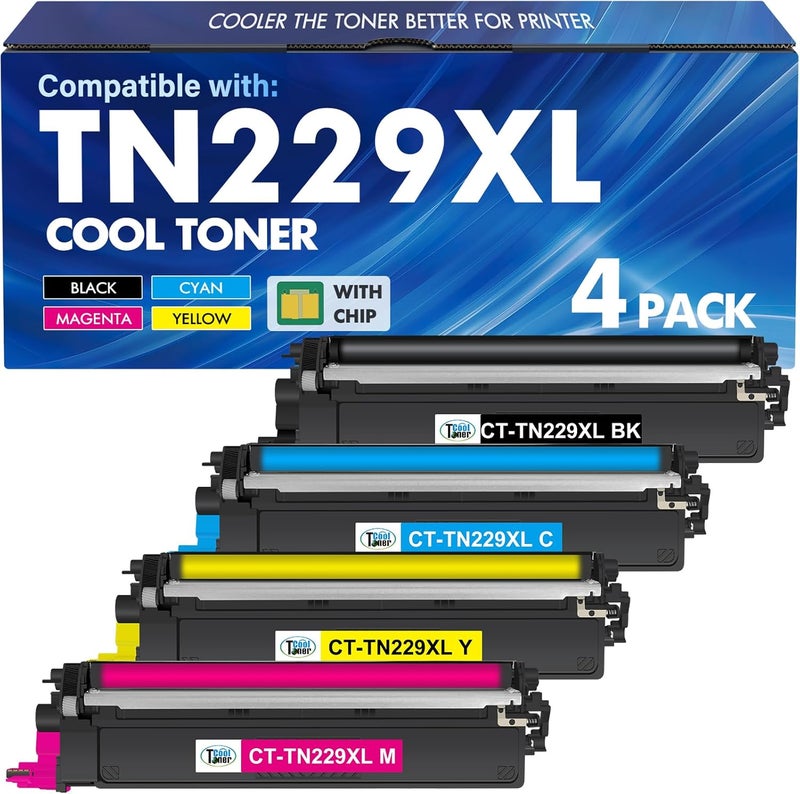 كول تونر خراطيش حبر TN229 TN229XL MFC-L3780CDW: متوافقة مع براذر HL-L3280CDW MFC-L3720CDW HL-L3220CDW HL-L3300CDW HL-L3295CDW TN 229 229XL TN-229XL TN-229 229XL عبوة 4 - Image 1