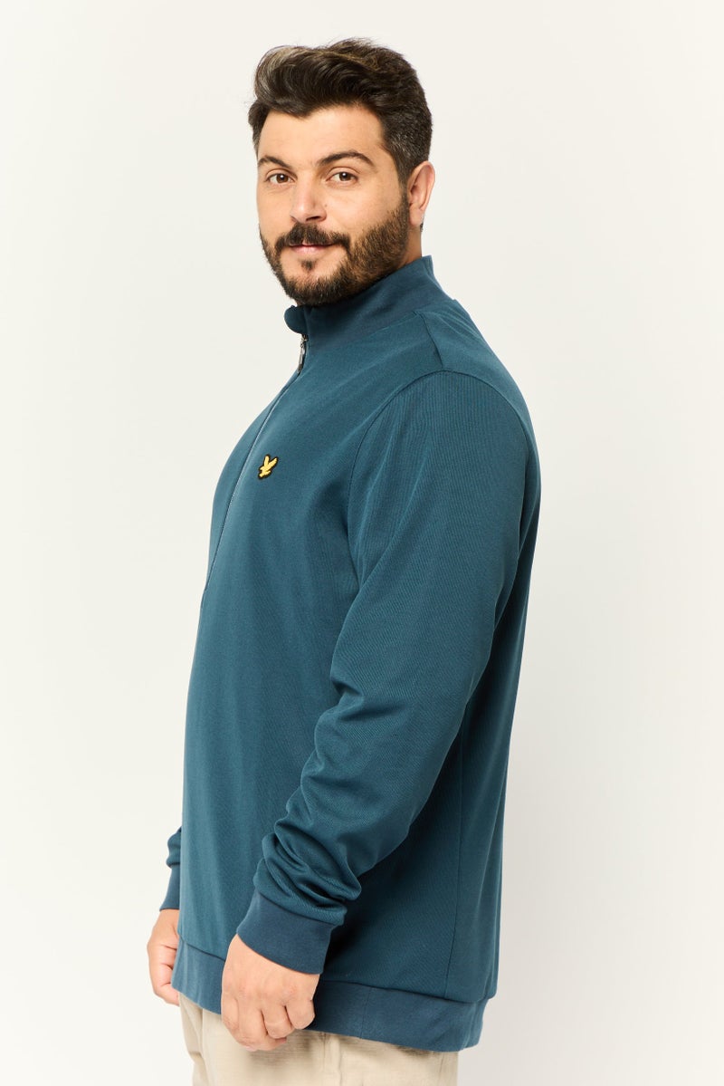 Lyle & Scott سويت شيرت رجالي بأكمام طويلة وياقة مقلدة، لون أزرق داكن - Image 3