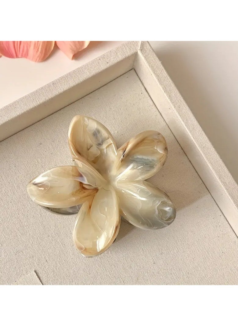 1pc Fashion Women's Tie-Dye Flower Hair Clips - Beach Vacation Hair Accessories - Large Hair Claw Hairpin - Ideal For Women, Girls, And Photo Props