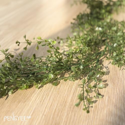 PENGYEE 6 Pack 5.57ft Artificial Greenery Garland for Table, Faux Leaf Garland for Room Decor, Green Garlands for Decoration, Fake Vines Hanging Plants for Home Bedroom Garden Wall Wedding Decor-039 - Image 3