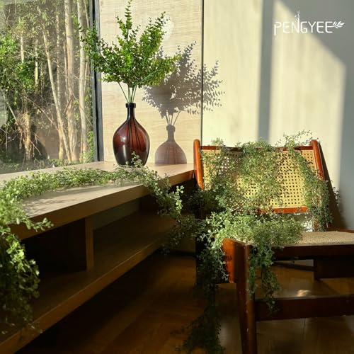 PENGYEE 6 Pack 5.57ft Artificial Greenery Garland for Table, Faux Leaf Garland for Room Decor, Green Garlands for Decoration, Fake Vines Hanging Plants for Home Bedroom Garden Wall Wedding Decor-039 - Image 5