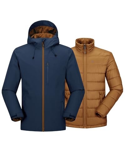 33,000ft Men's Waterproof 3-in-1 Ski Jacket, Warm Mountain Windbreaker Snow Rain Jackets Winter Coat with Puffer Jacket - Image 1