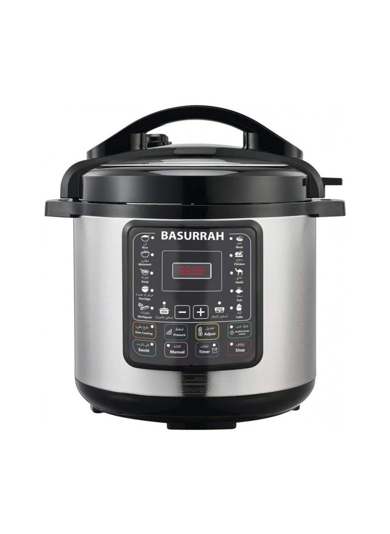 BASURRAH 8 liter electric pressure cooker black/silver  - Image 1