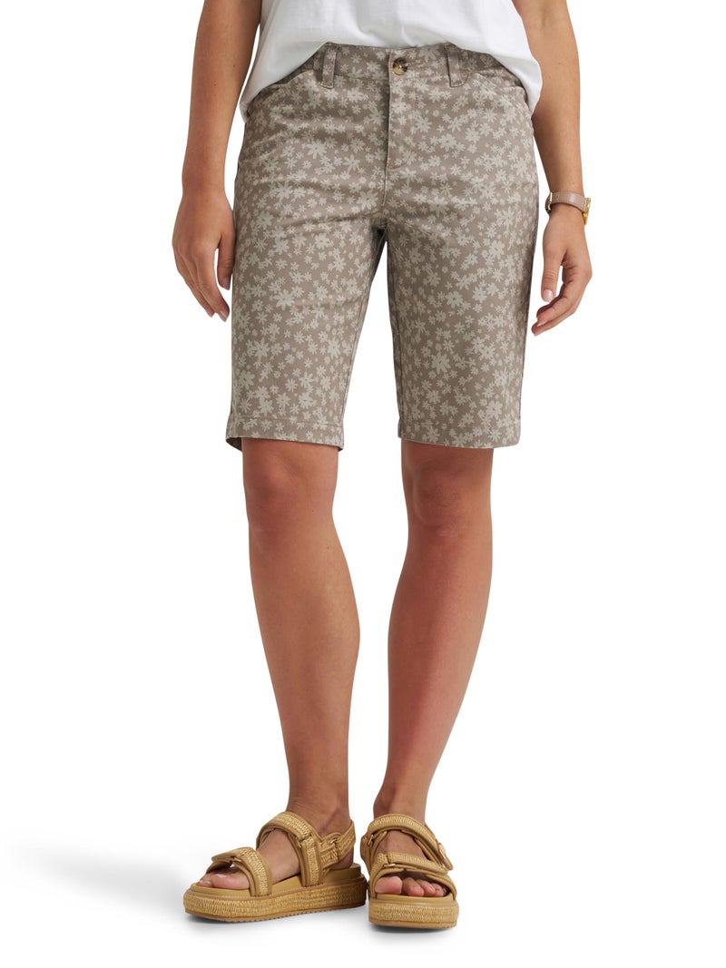 Lee Women's Legendary 9" Chino Bermuda Short, Mushroom/Salina Stone Floral, 12 - Image 1