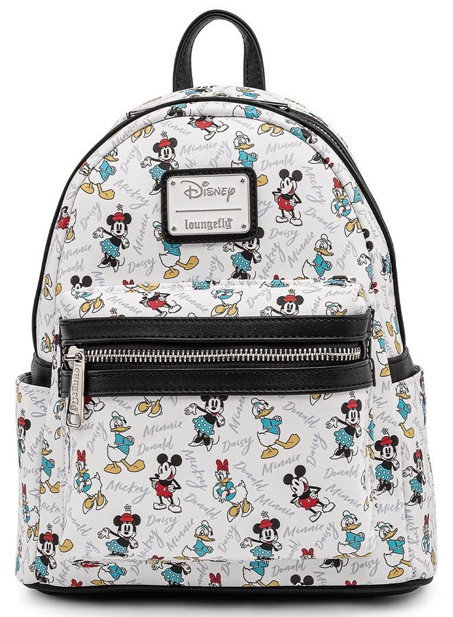 Loungefly Disney Mickey Minnie Mouse Donald Daisy Mini Backpack Handbag White - Image 1