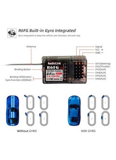 RADIOLINK R6Fg 6 Channels 2.4Ghz Rc Receiver With Gyro Surface Long Range Control Rx For Vehicle Drifting/Crawler/Truck/Boat Works With Radio Controller Rc4Gs V3/Rc6Gs V3/Rc4Gs V2/Rc6Gs V2/T8Fb/T8S  - Image 3