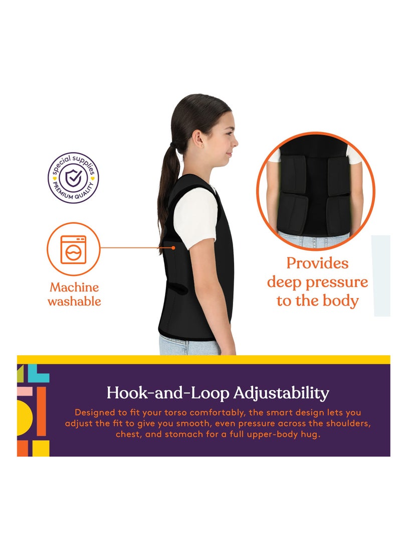 SYOSI Sensory Compression Vest for Kids, Deep Pressure Comfort for Autism, Hyperactivity, Weighted Vest for Sensory Needs, Mood Sensory Processing Disorder Vest Breathable, Form-Fitting, Kids - Black  - Image 2
