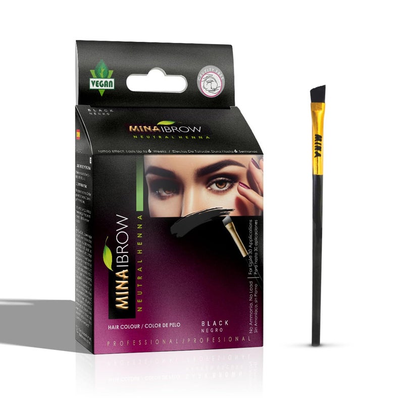 MinaiBrow Black Natural Spot Coloring Powder with Brush  Water  Smudge Proof Instant Brow Dye 100 Gray Converge