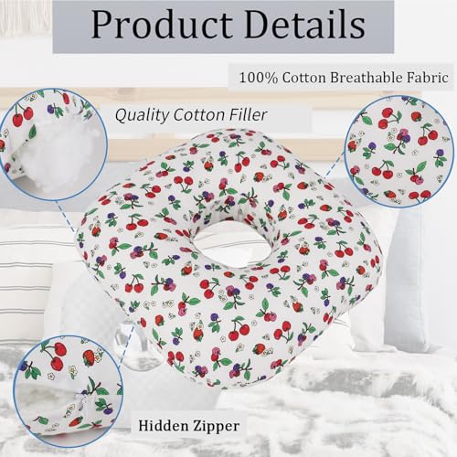 Wuronsa Ear Piercing Pillow for Side Sleepers, Pillow with an Ear Hole for CNH and Ear Pain Ear Inflammation Pressure Sores, O-Shaped Side Sleeping Pillow, Ear Guard Pillow (White Cherry) - Image 3