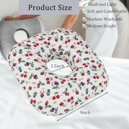 Wuronsa Ear Piercing Pillow for Side Sleepers, Pillow with an Ear Hole for CNH and Ear Pain Ear Inflammation Pressure Sores, O-Shaped Side Sleeping Pillow, Ear Guard Pillow (White Cherry) - Image 4