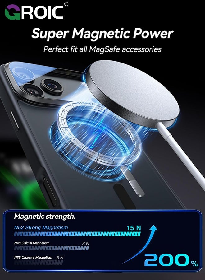 GROIC iPhone 17 Pro Max Case with Camera Cover Stand,Translucent Magnetic iPhone 17 Pro Max Phone Cover,Drop Protection  iPhone 17 Pro Max Phone Shell, iPhone 17 Pro Max Phone Case 6.9 Inch - Image 4