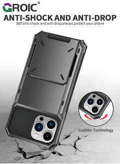 GROIC iPhone 15 Pro Max Gray Case Wallet Flip Cover 5 Card Back Pocket Credit Card Holder ID Slot Dual Layer Rugged TPU Bumper Hard Protective Armor Hybrid Shell for iPhone 15 Pro Max  - Image 5