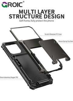 GROIC iPhone 15 Pro Max Gray Case Wallet Flip Cover 5 Card Back Pocket Credit Card Holder ID Slot Dual Layer Rugged TPU Bumper Hard Protective Armor Hybrid Shell for iPhone 15 Pro Max  - Image 3