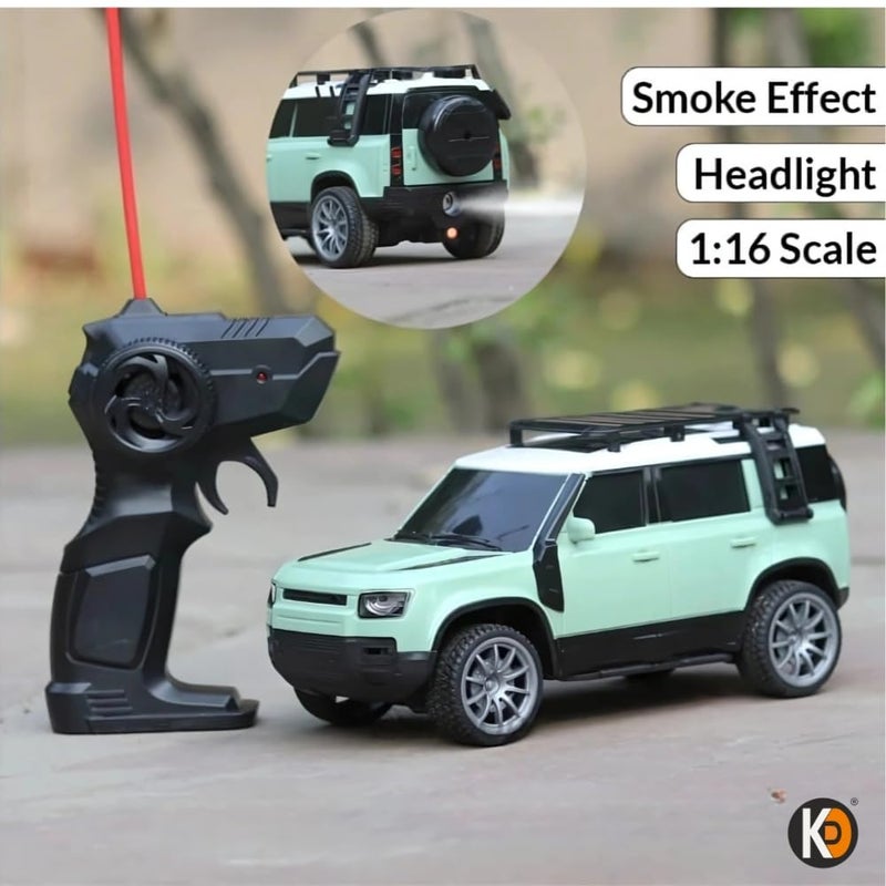 KD Fog Remote Control SUV Defender Car – High-Speed Off-Road RC Car with LED Lights & Smoke | USB Type-C Charging (4 Defendar with Fog Remote Car Green) - Image 2