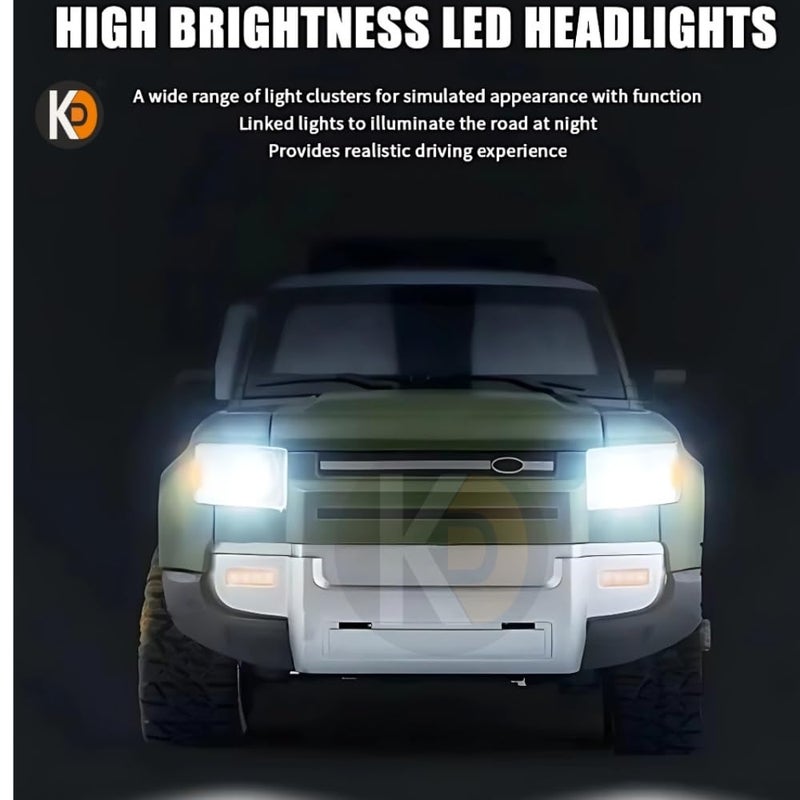 KD Fog Remote Control SUV Defender Car – High-Speed Off-Road RC Car with LED Lights & Smoke | USB Type-C Charging (4 Defendar with Fog Remote Car Green) - Image 3