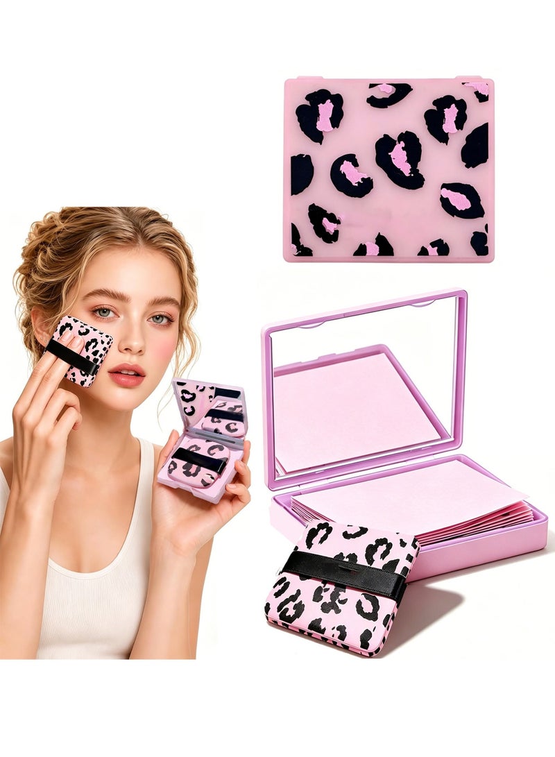 LuckSa 100 Sheets Natural Face Oil Blotting Paper with Mirror Puff, Excess Oil Absorbing Shine Saves Makeup Premium Handy Papers Essential Flawless All Day Matte Finish Skin Care Beauty Film - Image 1