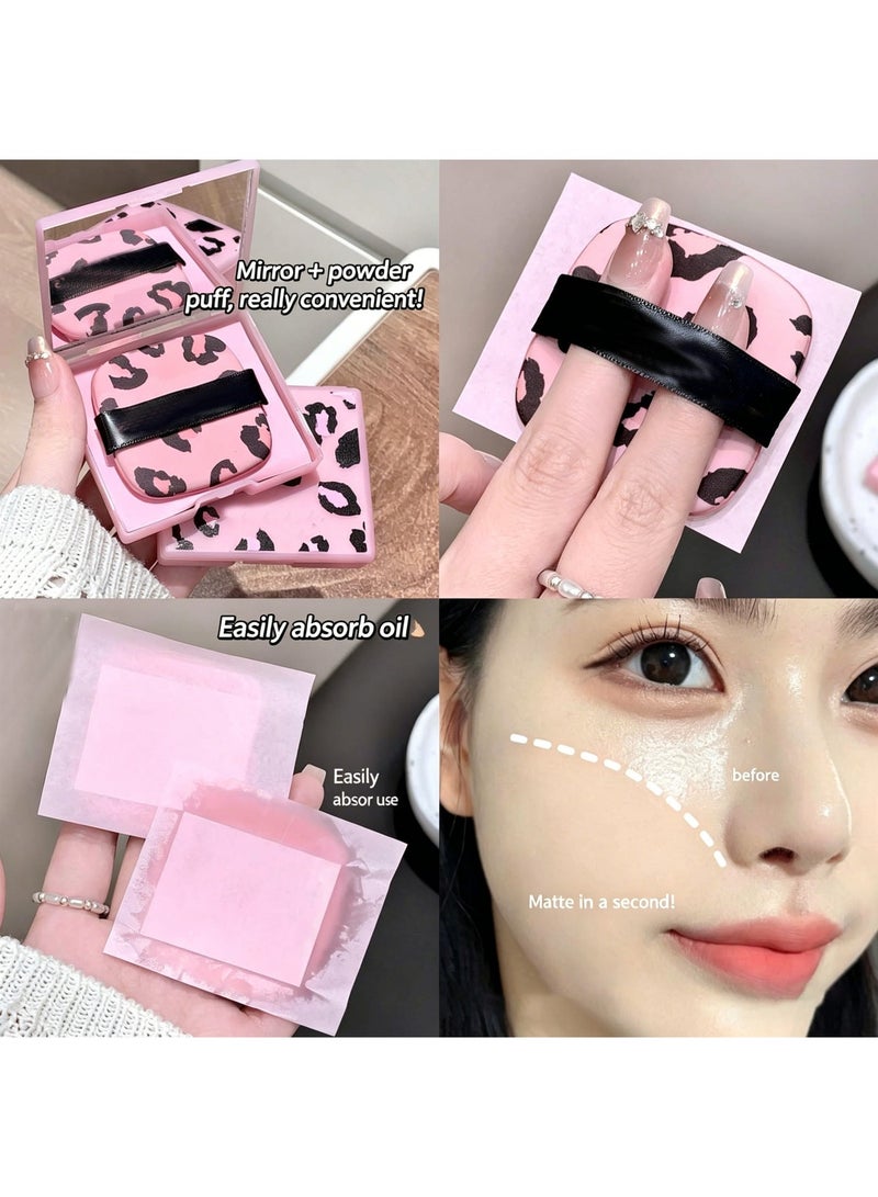 LuckSa 100 Sheets Natural Face Oil Blotting Paper with Mirror Puff, Excess Oil Absorbing Shine Saves Makeup Premium Handy Papers Essential Flawless All Day Matte Finish Skin Care Beauty Film - Image 3