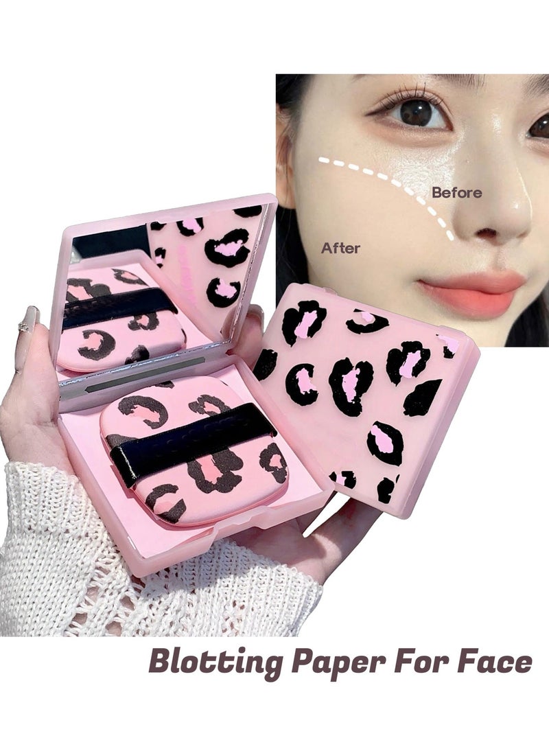 LuckSa 100 Sheets Natural Face Oil Blotting Paper with Mirror Puff, Excess Oil Absorbing Shine Saves Makeup Premium Handy Papers Essential Flawless All Day Matte Finish Skin Care Beauty Film - Image 2