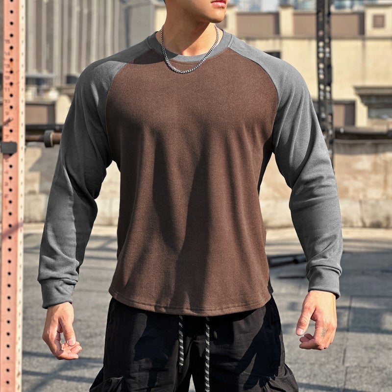 Men's Long Sleeve Round Neck T-Shirt - Quick Dry Breathable Double-Sided Fleece - Image 1