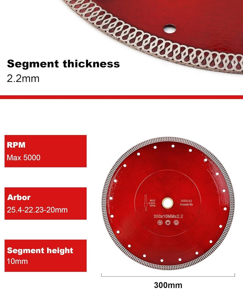 Casaverde 12" Turbo Diamond Blade with 1"-20mm Arbor for Granite,Marble,Brick,Masonry,Paving Flag,Concrete - Image 4