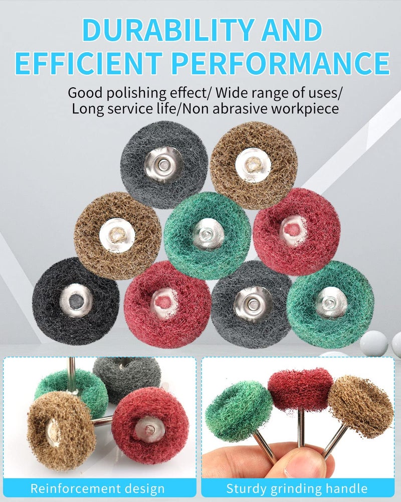 Rocaris 50 Pcs Abrasive Buffing Wheels  1 Inch Abrasive Buffing Polishing Wheels Burr For Rotary Tools-1/8(3Mm) Shank  120Grit  180Grit  320Grit  400Grit  600Grit - Image 4