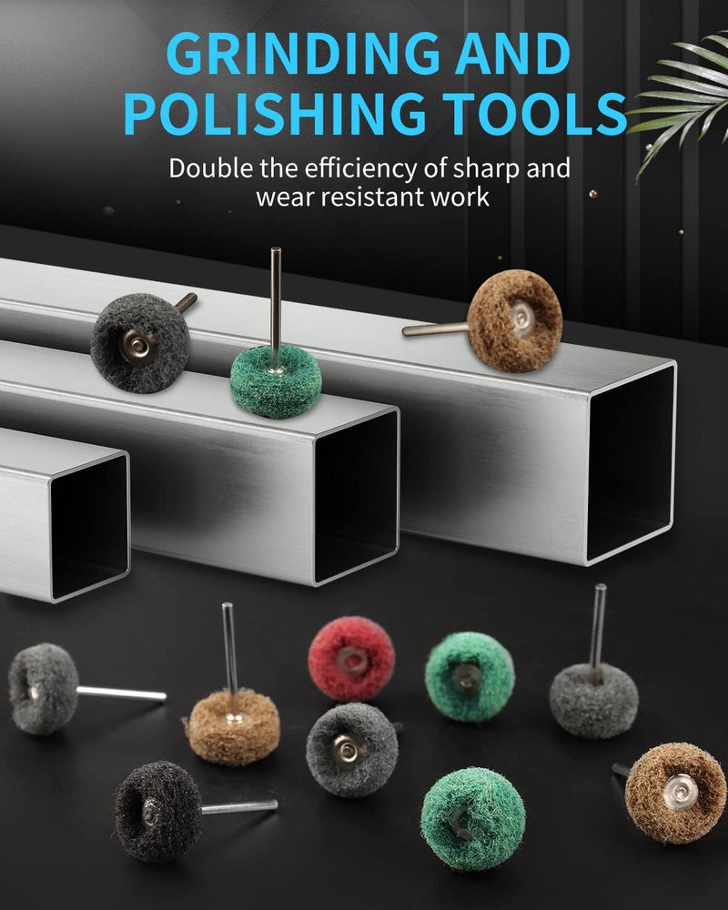 Rocaris 50 Pcs Abrasive Buffing Wheels  1 Inch Abrasive Buffing Polishing Wheels Burr For Rotary Tools-1/8(3Mm) Shank  120Grit  180Grit  320Grit  400Grit  600Grit - Image 3