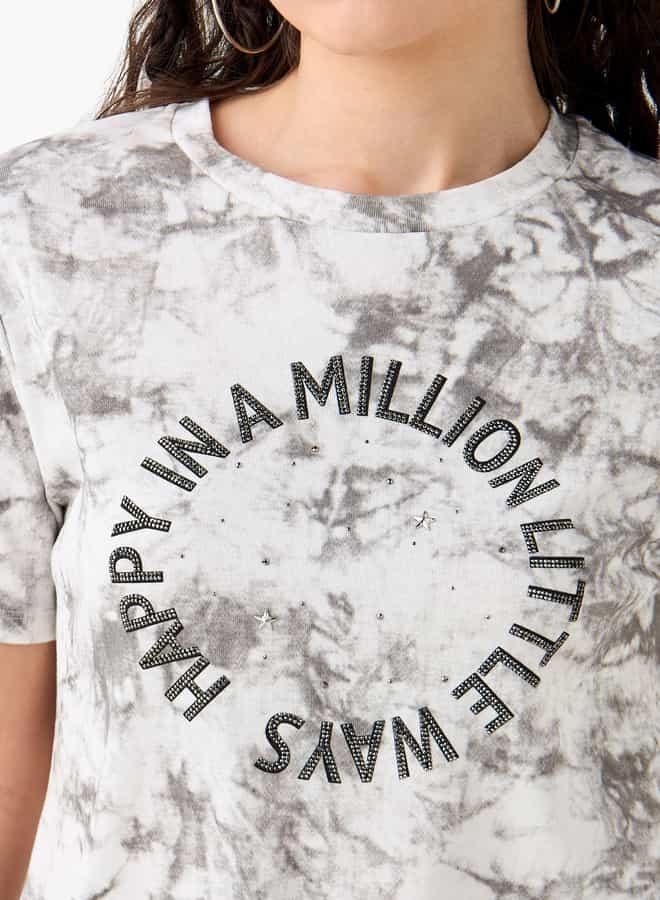 2Xtremz Embellished Crew Neck T-shirt with Short Sleeves - Image 4