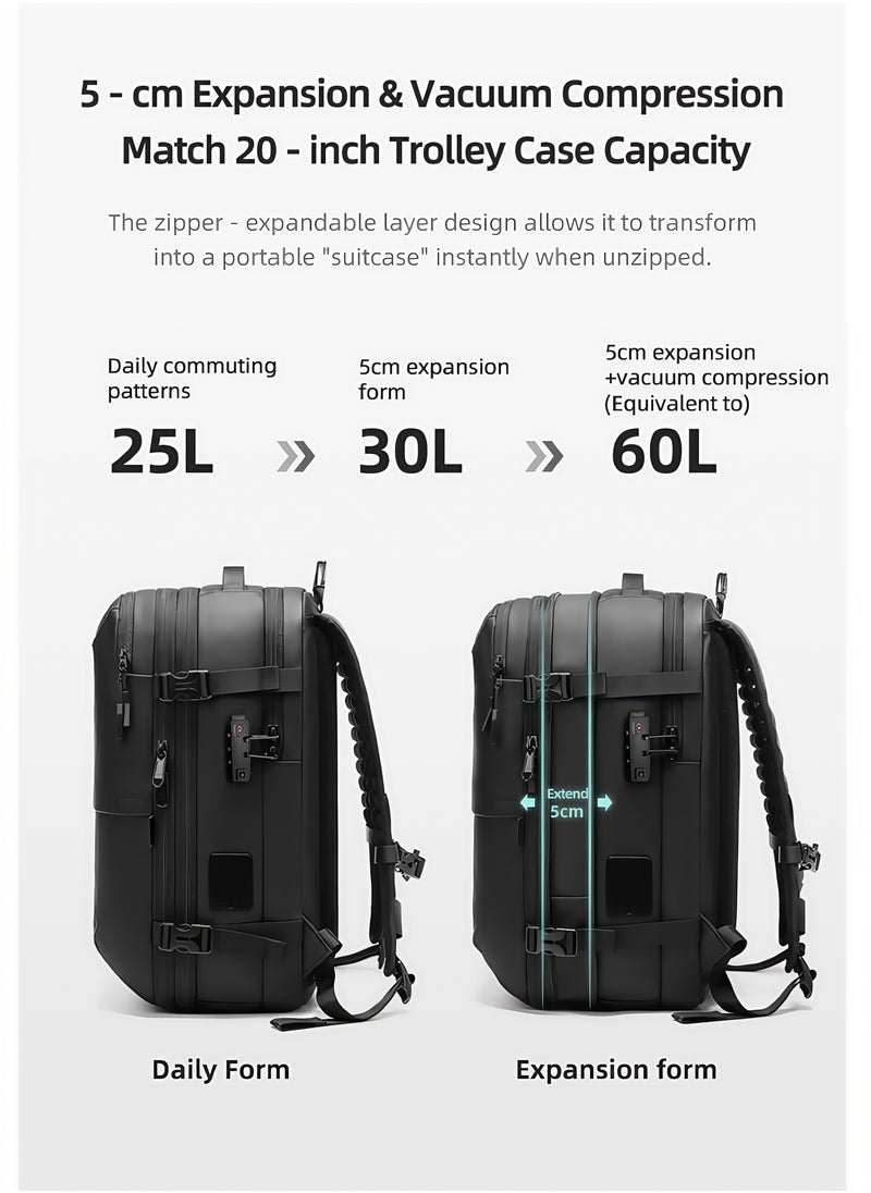 Skycare Skycare 60L Business Travel Waterproof Backpack, Multi-functional Large Capacity Expandable Computer Bag for Handheld or Shoulder Carry  - Image 4