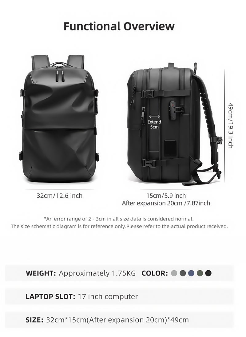 Skycare - Skycare 60L Business Travel Waterproof Backpack, Multi-functional Large Capacity Expandable Computer Bag for Handheld or Shoulder Carry - Image 1