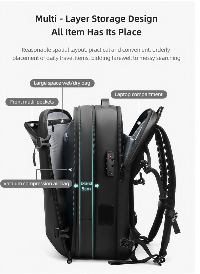 Skycare - Skycare 60L Business Travel Waterproof Backpack, Multi-functional Large Capacity Expandable Computer Bag for Handheld or Shoulder Carry - Image 1