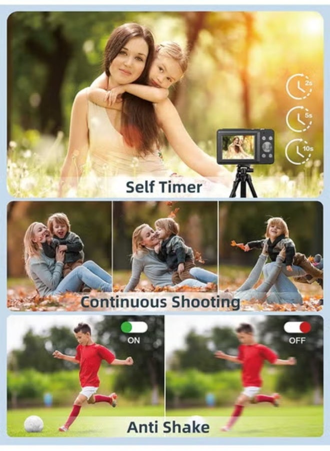 Digital Camera, FHD 1080P Camera, Digital Point and Shoot Camera with 16X Zoom Anti Shake, Compact Small Camera for Boys Girls Kids - Image 4
