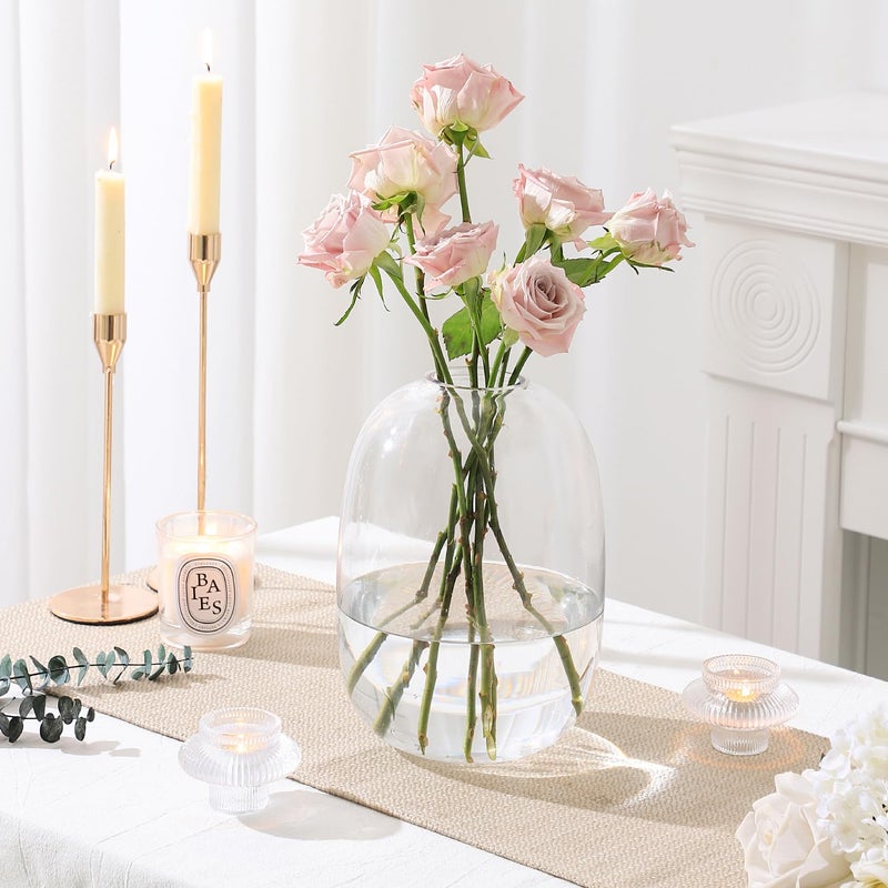 YANWE1 Clear Glass Vase  10 Inches Large Glass Vase  Tall Glass Vase  Glass Vase for Flower  Modern Glass Vase for Living Room  Dining Table  Mantle  Shelf  Wedding  Office  Entryway  Centerpieces - Image 2