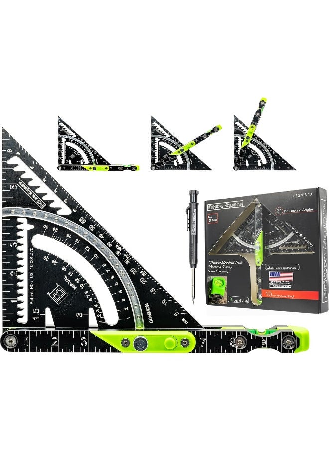 Generic Britton Square 7''-Black/Green- Aluminum, Rafter Square  - Image 1