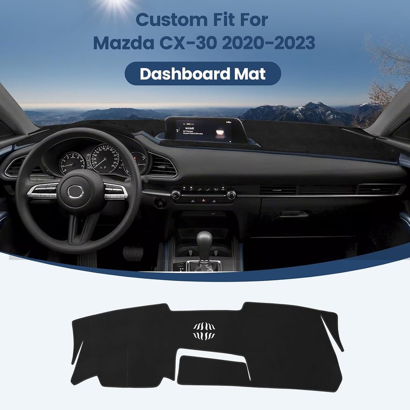 Rilsen Dashboard Cover Mat Custom Fit for Mazda CX-30 2020-2024 2025 2026 Dash Cover Nonslip Dash Mat Protector Sunshade No Glare Black (Without Hud) - Image 2