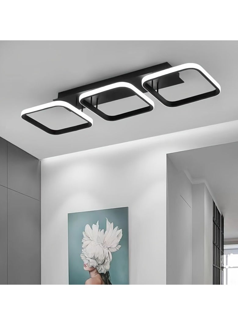 XiuWoo Minimalist Metal Ceiling Lamp LED Adjustable 3-Color Temperature Ceiling Light Fixture Nordic Entryway Flush Mount Ceiling Light for Living Room Bedroom Dining Room Kitchen Hallway Entry Foyer Pendant Lamp,Black - Image 3